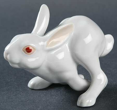 Rabbits & Bunnies (Single) Running Rabbit-Natural/White - No Box