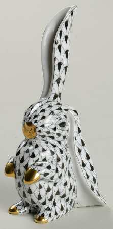 Rabbits & Bunnies (Single) Rabbit-One Ear Up/Black - No Box