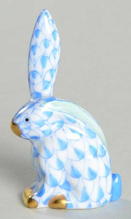 Rabbits & Bunnies (Single) Miniature Rabbit-One Ear Up/Blue - No Box
