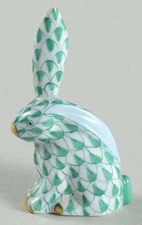 Rabbits & Bunnies (Single) Miniature Rabbit-One Ear Up/Green - No Box