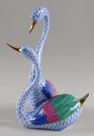 Waterfowl Pair Of Swans-Blue - No Box
