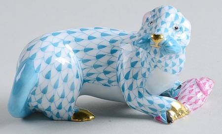 Sea Marine Animals Sea Otter W/Fish-Turquoise - No Box