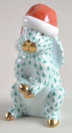 Rabbits-Bunnies (Holidays-Seasonal) Santa Bunny-Green - No Box