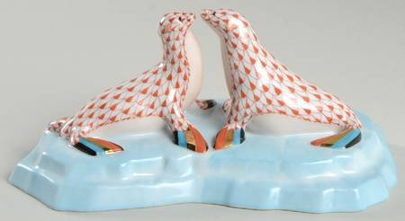 Sea Marine Animals Kissing Sea Lions-Rust - No Box