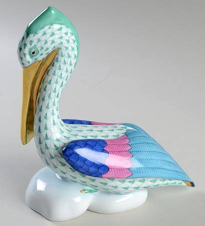 Waterfowl Pelican On Rocks-Green - No Box