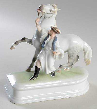 Traditional Hungarian People Man With Horse-1 3/4" Base - No Box