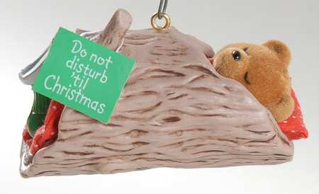 1985 Hallmark Christmas Ornaments Do Not Disturb-Bear In Log   - Boxed