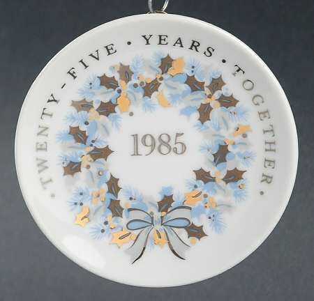 1985 Hallmark Christmas Ornaments Twenty-Five Years Together - No Box