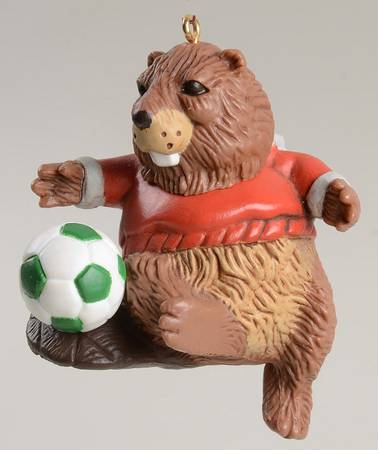 1985 Hallmark Christmas Ornaments Soccer Beaver - Boxed