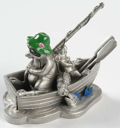 Hudson Pewter Figurines Raccoon Fishing - No Box