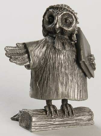 Hudson Pewter Figurines Owl With Book - No Box