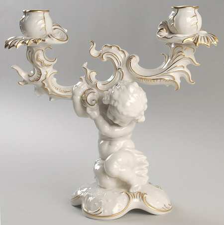 Giftware Cherub 2 Light Candleholder Gold Accent  - Boxed