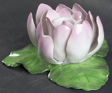 Floral-Plant Lotus Candlestick - No Box