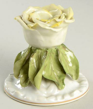 Floral-Plant Yellow Rose-Candlestick- - No Box