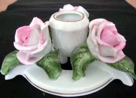 Floral-Plant Red Rose-Candleholder - No Box