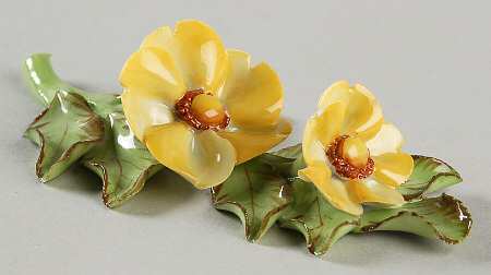 Floral-Plant Double Yellow Flower On Stem - No Box