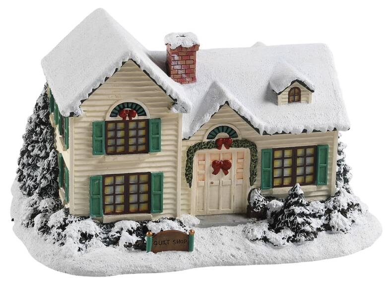 Thomas Kinkades Village Christmas Quilt Shop - No Box