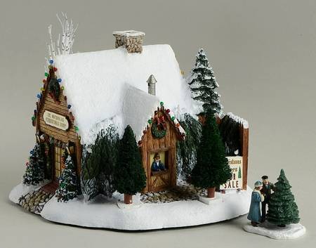 Thomas Kinkades Village Christmas St Nicholas Christmas Shop With Couple - No Box