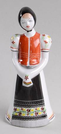 Hollohaza Figurines Girl In Red And Black - No Box