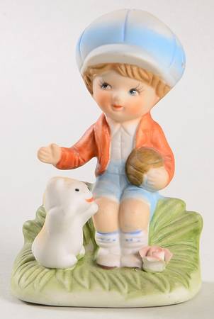 Homco Figurines Boy With Dog - No Box