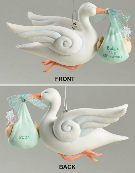 2004 Hallmark Christmas Ornaments Baby's First Christmas-Stork - No Box