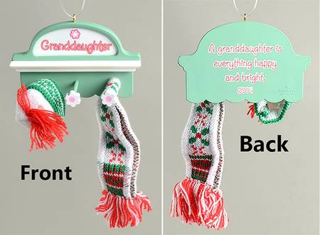 2004 Hallmark Christmas Ornaments Granddaughter-Coat Rack - No Box