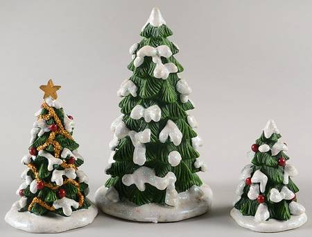 Christmas Village Accessories Ho-Ho Holidays Tree-Set Of 3 - No Box