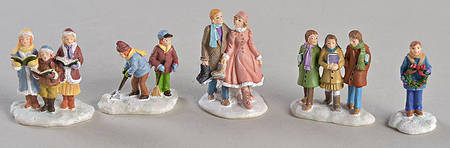 Christmas Village Accessories Village Towns People-Set Of 5 - No Box
