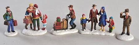 Christmas Village Accessories Traveler Train Accessory Set Of 5 - No Box