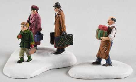 Christmas Village Accessories Shopkeepers & Travelers Set - Boxed