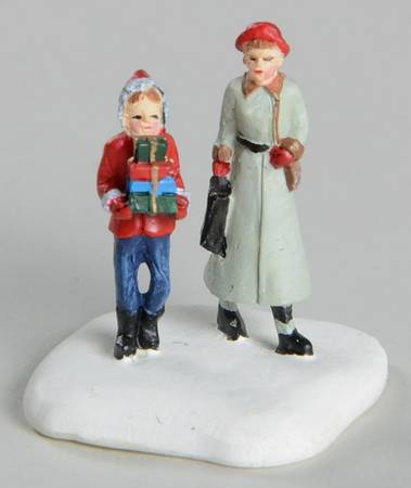 Christmas Village Accessories Mother & Daughter Shopping - No Box