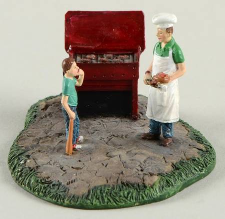 Christmas Village Accessories Barbeque Man And Son - No Box