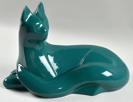 Haeger Figurine Cat-Teal - Boxed