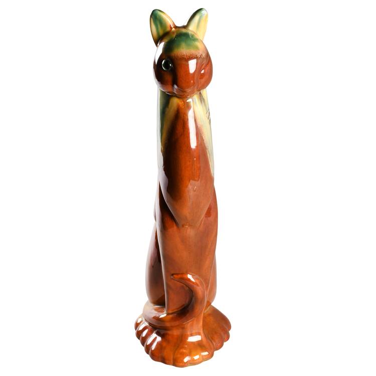 Haeger Figurine Wiking Cat-Orange Green Eye - No Box