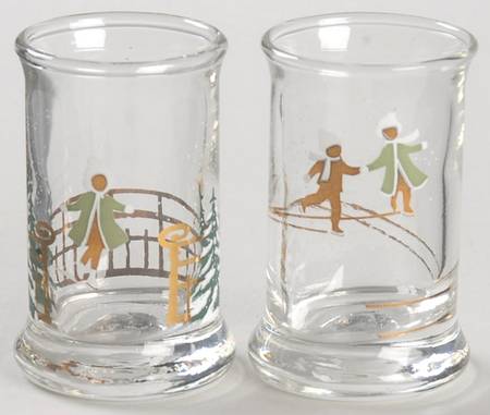Christmas Dram-Shot Glasses 1988 Dram Glasses Set Of 2 - Boxed
