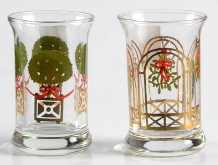 Christmas Dram-Shot Glasses 1994 Dram Glasses Set Of 2 - Boxed