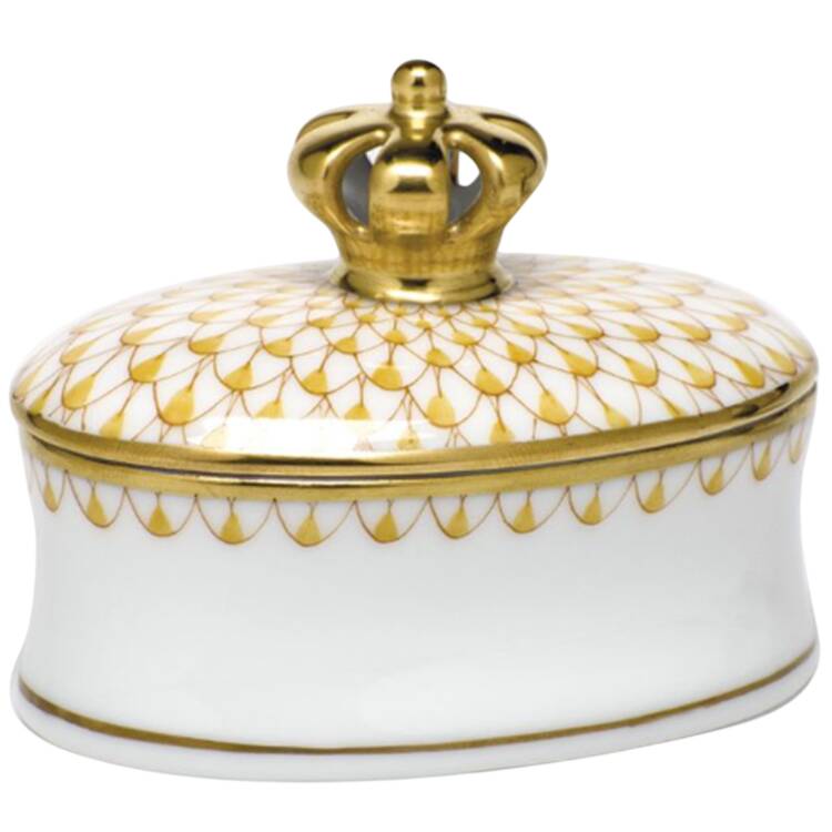 Boxes Oval Box W/Crown-Butterscotch - No Box