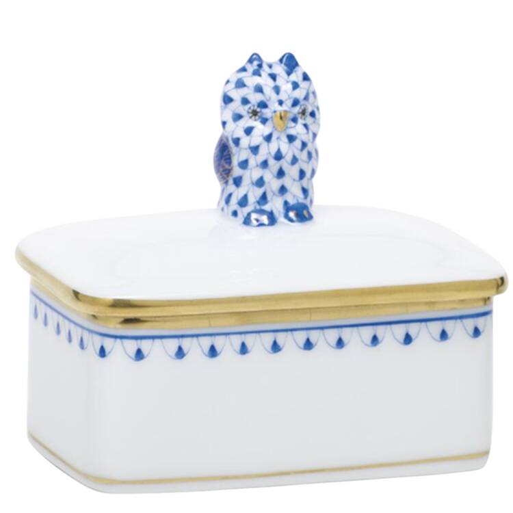 Boxes Rect Box W/Owl-Sapphire  - No Box