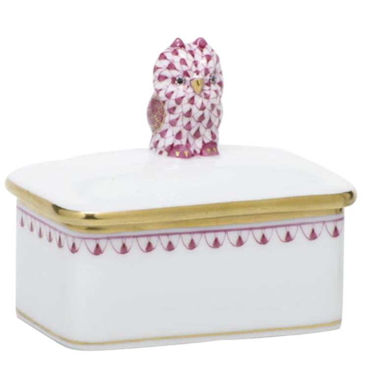 Boxes Rect Box W/Owl-Raspberry  - No Box