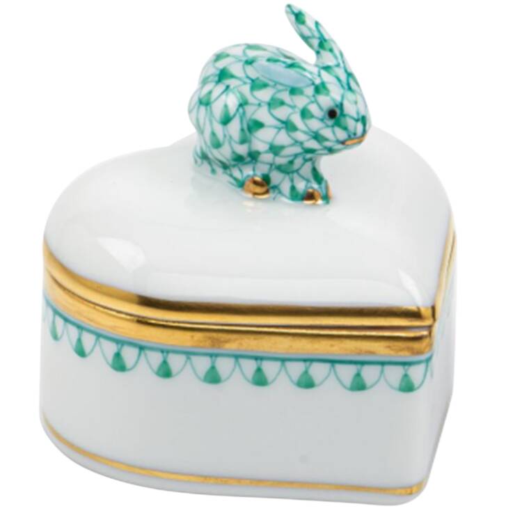 Boxes Heart Box W/Bunny-Green  - No Box