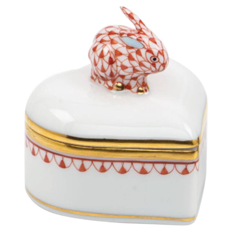 Boxes Heart Box W/Bunny-Rust  - No Box