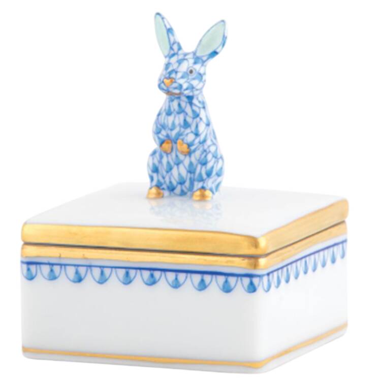 Boxes Sq Box W/Sitting Bunny-Blue  - No Box
