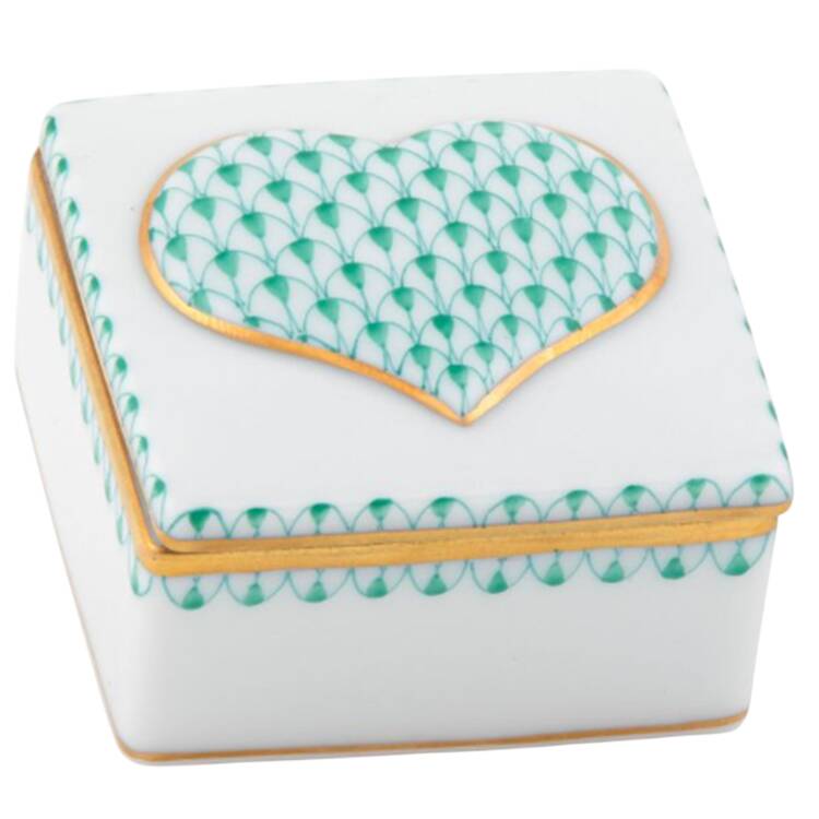 Boxes Embossed Heart Box-Green - No Box