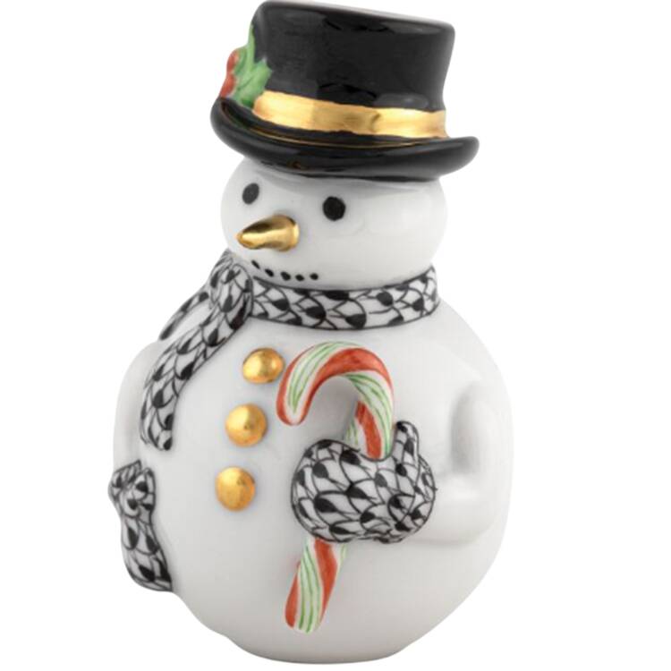 Manmade Objects Candy Cane Snowman-Black - No Box
