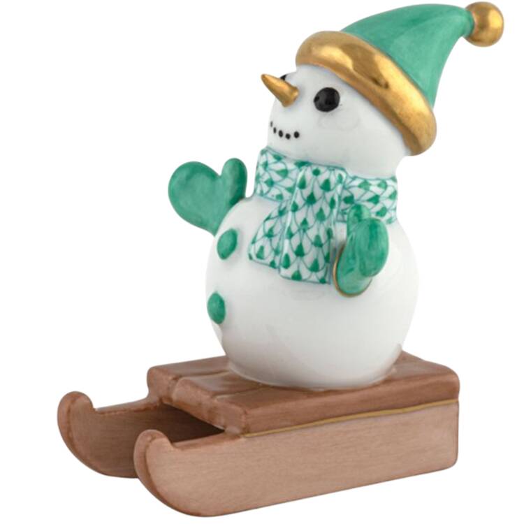 Manmade Objects Sledding Snowman-Green - No Box