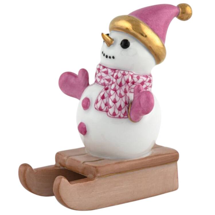 Manmade Objects Sledding Snowman-Raspberry - No Box