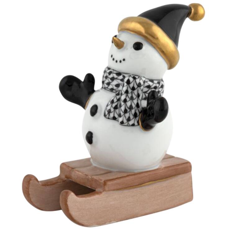 Manmade Objects Sledding Snowman-Black - No Box