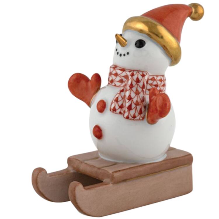 Manmade Objects Sledding Snowman-Rust - No Box