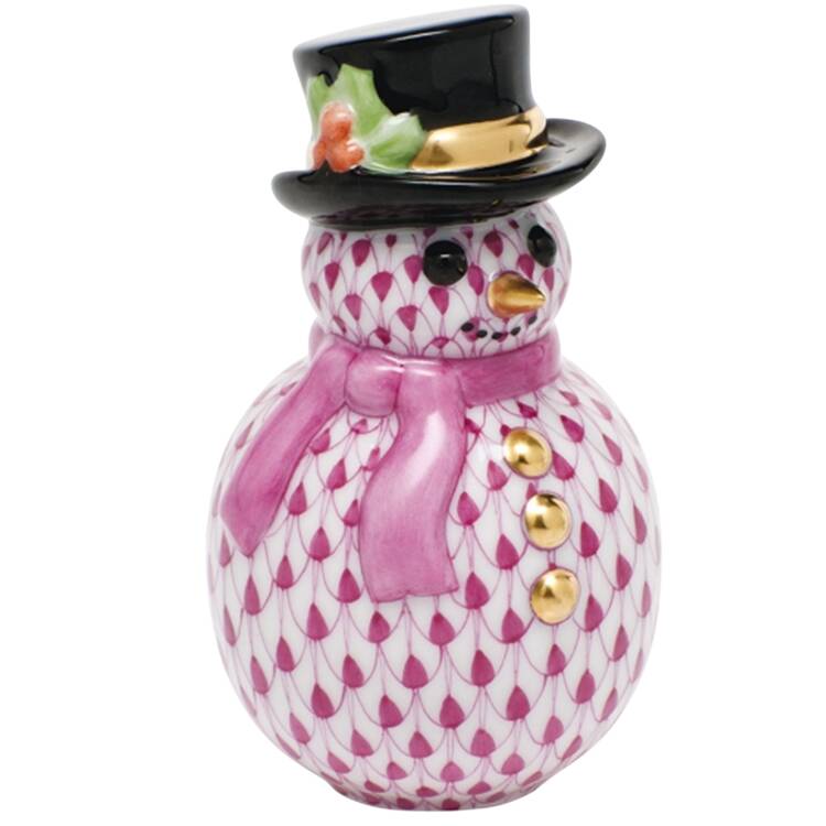 Manmade Objects Snowman With Scarf-Raspberry - No Box