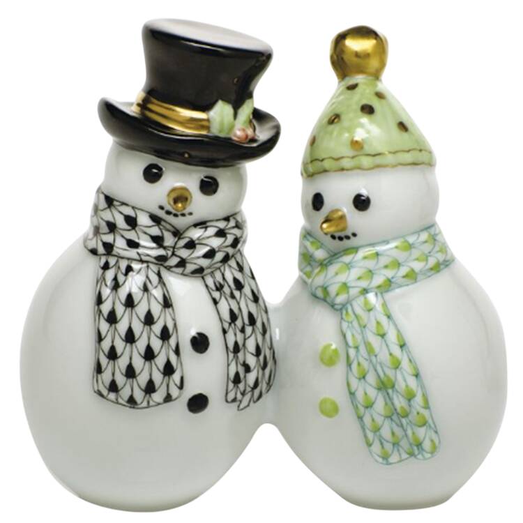 Manmade Objects Snowman Couple-Black-Key Lime - No Box